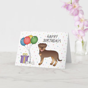 Red And Tan Rottweiler Cute Dog - Happy Birthday Card