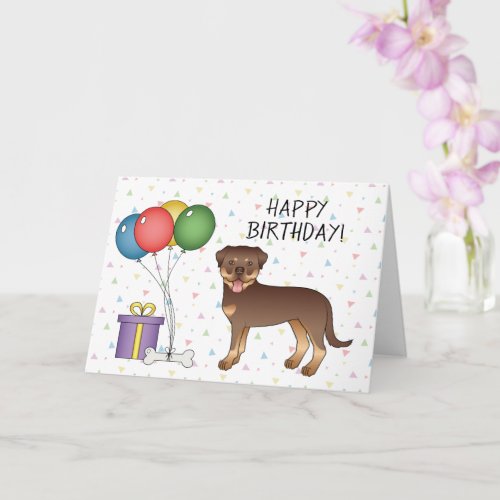 Red And Tan Rottweiler Cute Dog _ Happy Birthday Card