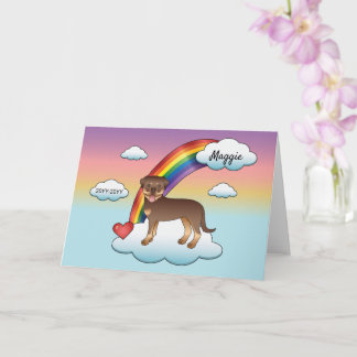 Red And Tan Rottweiler Cute Dog Rainbow Memorial Card