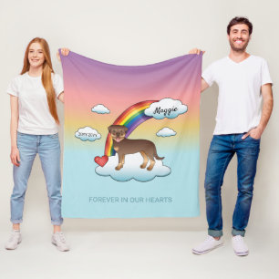 Red And Tan Rottweiler Cute Dog Rainbow Memorial Fleece Blanket