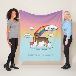 Red And Tan Rottweiler Cute Dog Rainbow Memorial Fleece Blanket
