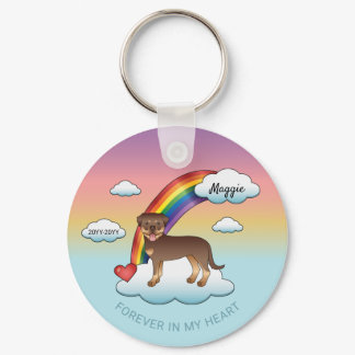 Red And Tan Rottweiler Cute Dog Rainbow Memorial Keychain