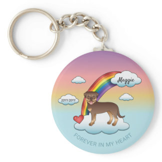 Red And Tan Rottweiler Cute Dog Rainbow Memorial Keychain