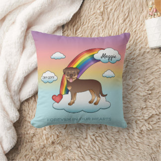 Red And Tan Rottweiler Cute Dog Rainbow Memorial Throw Pillow
