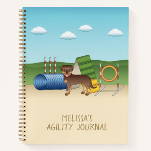 Red And Tan Rottweiler Dog With Agility Equipment Notebook