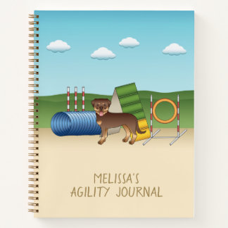 Red And Tan Rottweiler Dog With Agility Equipment Notebook