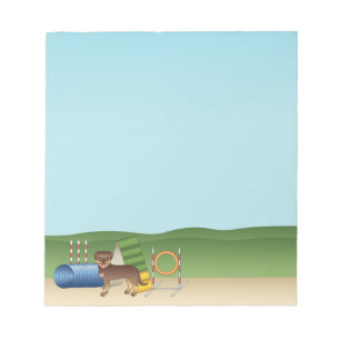 Red And Tan Rottweiler Dog With Agility Equipment Notepad
