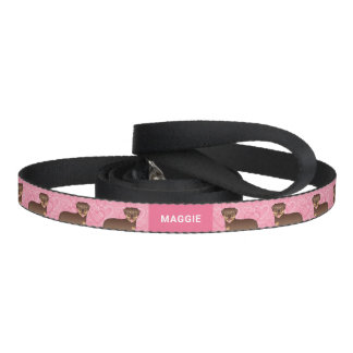 Red And Tan Rottweiler On Pink Hearts &amp; Name Pet Leash