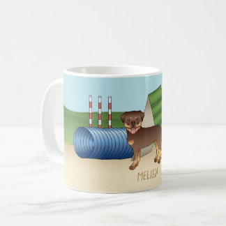 Red And Tan Rottweiler With Agility Equipment Coffee Mug