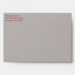 Red and Taupe Gray Return Address Envelope A7