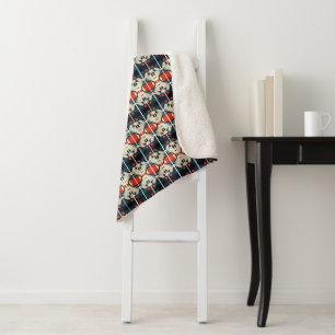 Red and Teal Abstract Blanket