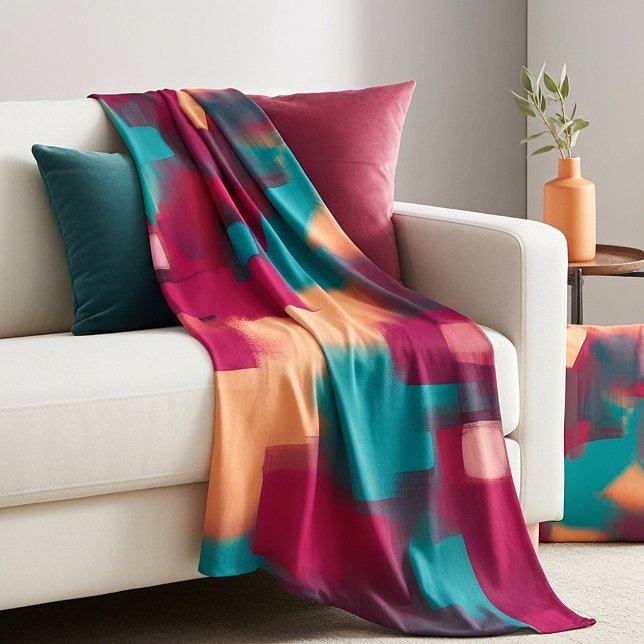 Red and teal abstract blend  fleece blanket (Creator Uploaded)