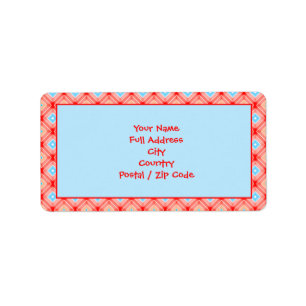 Red and Teal Blue Patterned Return Address Label