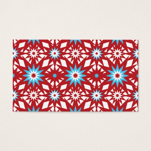 Red and Teal Blue Star Pattern Starburst Design Business Card Template