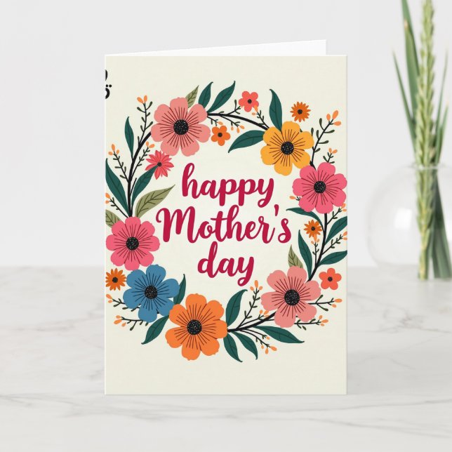 Red And Teal Happy Mothers Day Card (Front)