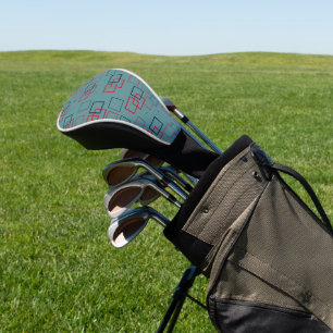 Red and Teal Squared Delight Golf Head Cover