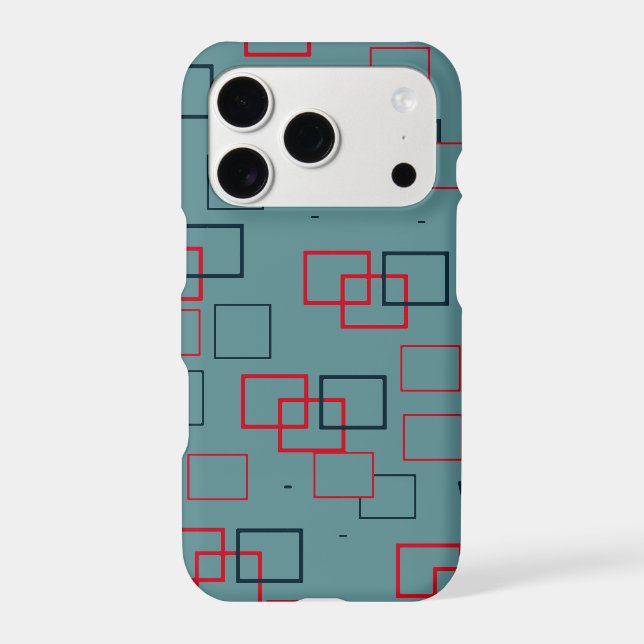 Red and Teal Squared Delight  Iphone Case (Back)