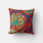 Red And Teal Vintage Floral Throw Pillow at Zazzle
