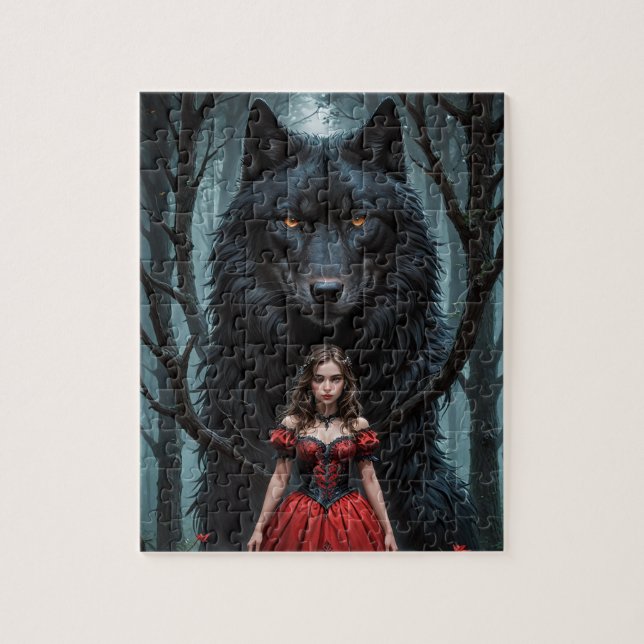 Red and the Black Wolf Jigsaw Puzzle (Vertical)