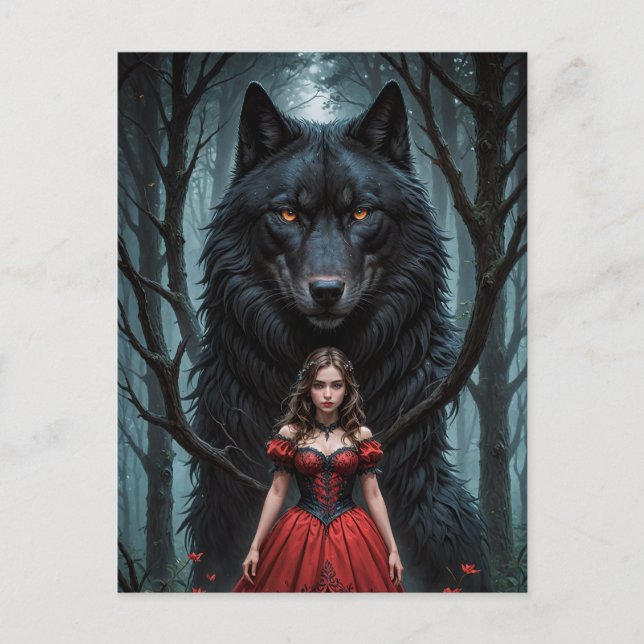 Red and the Black Wolf Postcard (Front)