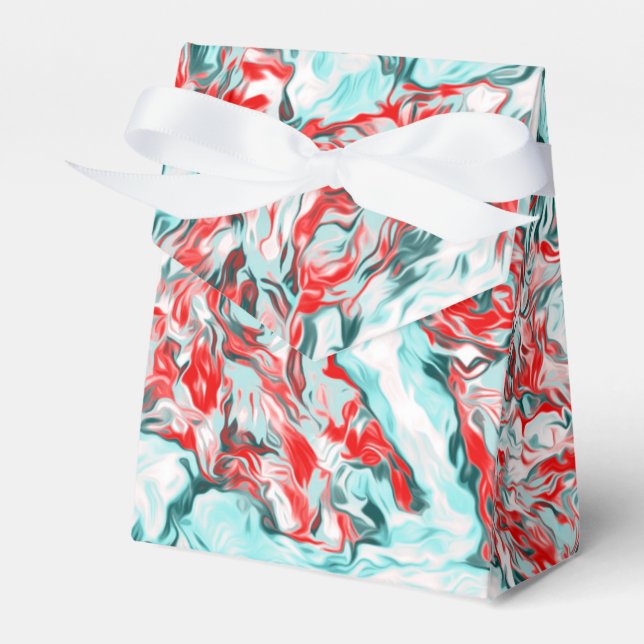 Red and Turquoise Abstract     Favor Boxes (Front Side)