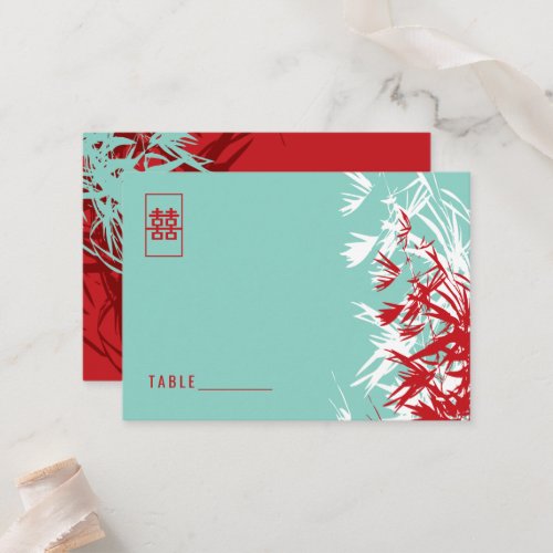 Oriental Bamboo Leaves Wedding Guest Place Card Business Card