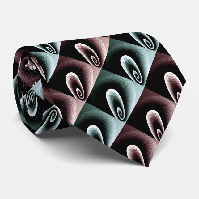 Red and Turquoise COOL Modern Pattern Neck Tie (Rolled)