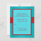 Red and Turquoise Floral Reply Card (Back)