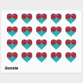 Red and Turquoise Floral Wedding Favor Sticker (Sheet)