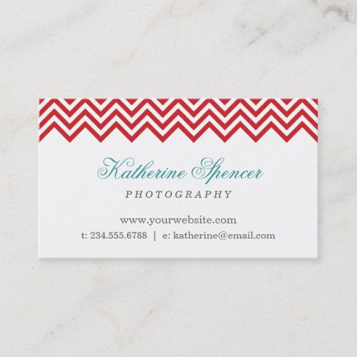 Red and Turquoise Modern Chevron and Polka Dots Business Card Templates