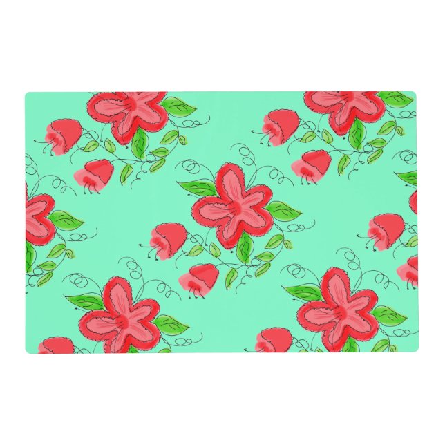 Red And Turquoise Placemat (Front)
