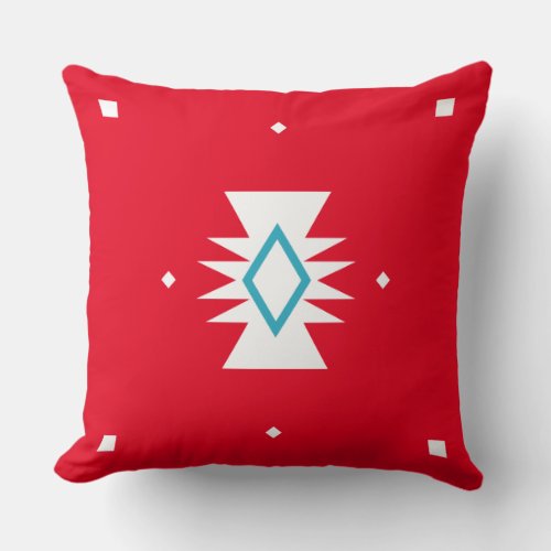 Red and Turquoise Southwest New Mexico Arizona Throw Pillow
