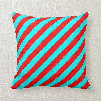 Red And Turquoise Stripes Pattern Pillow by HumphreyKing at Zazzle