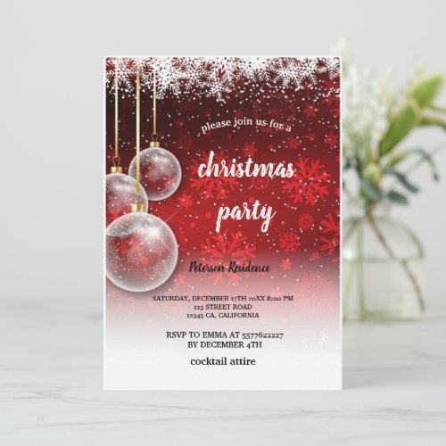 red and whit  christmas party Invitation