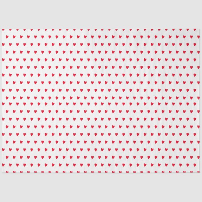 Red and Whit Hearts Valentine's Day Tissue Paper (Front)