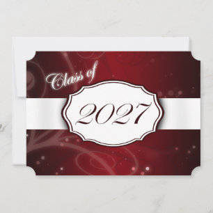 Red and White 2027 Graduation Invitations