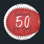 red and white 50th birthday modern chic baseball<br><div class="desc">Red and white 50th birthday modern chic design. Colors can be changed</div>