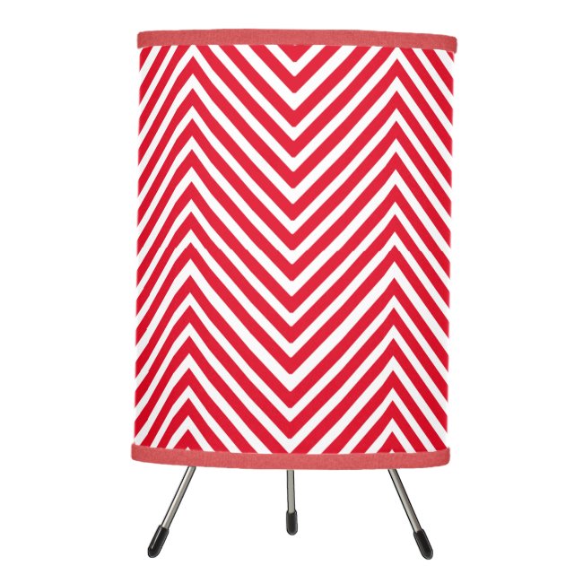 Red and White Abstract Chevron Pattern Lamp