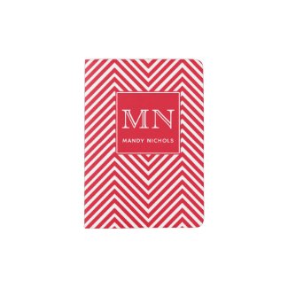 Red and White Abstract Chevron Pattern Monogram
