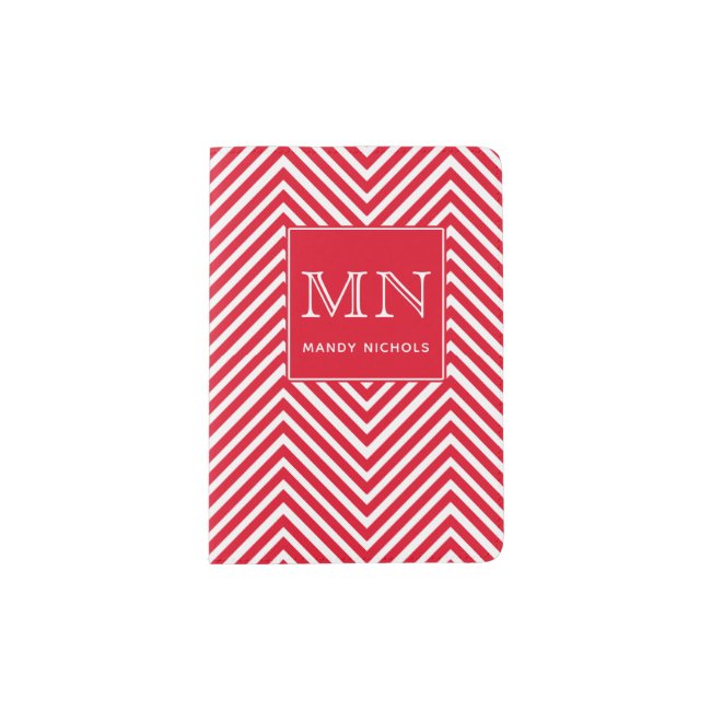 Red and White Abstract Chevron Pattern Monogram