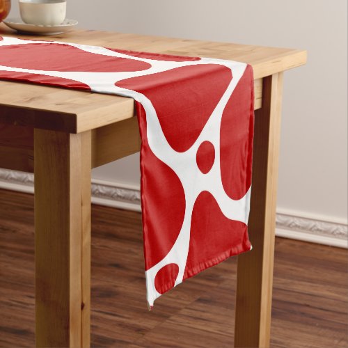 Red and white abstract giraffe pattern short table runner
