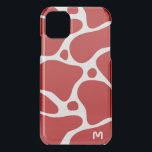 Red and white abstract giraffe pattern iPhone 11 Case<br><div class="desc">Red and white abstract giraffe seamless pattern. Optional monogram.</div>