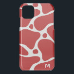 Red and white abstract giraffe pattern iPhone 11 Case<br><div class="desc">Red and white abstract giraffe seamless pattern. Optional monogram.</div>