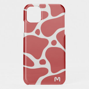 Red and white abstract giraffe pattern iPhone 11 Case