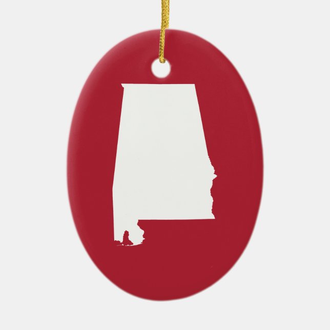 Red and White Alabama Ceramic Ornament (Front)