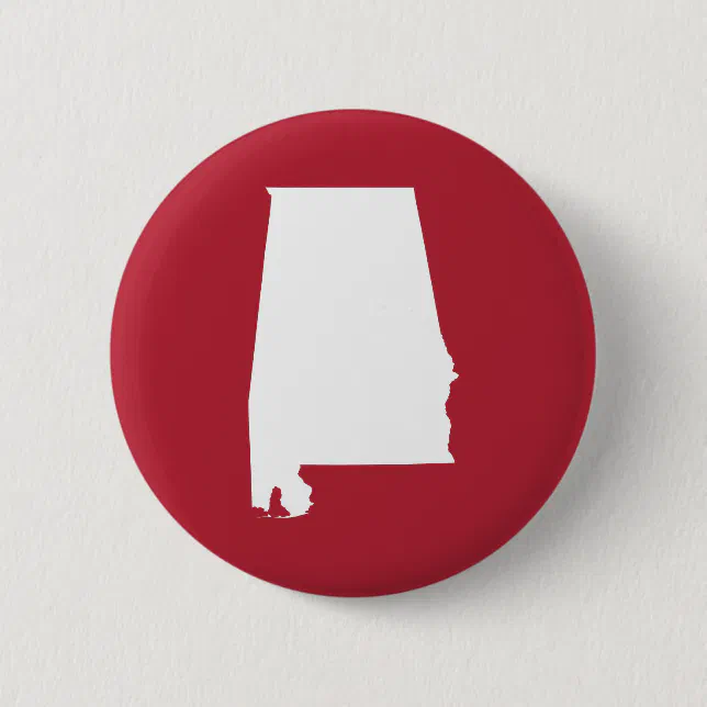 Red and White Alabama Map Shape Button | Zazzle