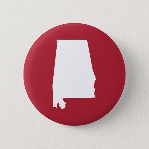 Red and White Alabama Map Shape Button