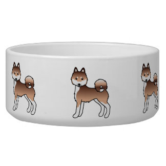 Red And White Alaskan Klee Kai Cute Cartoon Dog Bowl