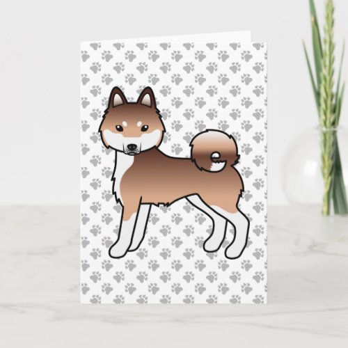 Red And White Alaskan Klee Kai Cute Cartoon Dog Card