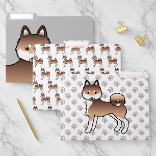 Red And White Alaskan Klee Kai Cute Cartoon Dog File Folder
